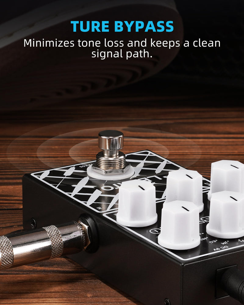 [AUSTRALIA] - LEKATO Amp Simulator Guitar Effect Pedal with True Bypass Clean to Overdrive for Electric Guitar Bypass (EP-01) Black Amp Simulator 