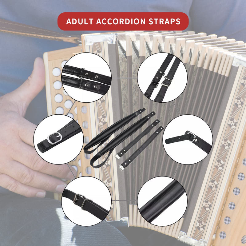 [AUSTRALIA] - Gugxiom Black Accordion Straps, Leather Soft PU Accordion Straps, Adjustable Accordion Shoulder Belt, Musical Instrument Accessories, for Most Accordions with 16-120 Bass (Black) 