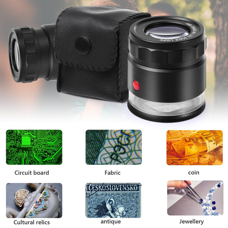 [AUSTRALIA] - 30X Loupe Magnifier, USB Rechargeable 8 Lights Portable Eye Loupe Sewing Magnifying Glass for Watches, Jewelry, Coins, Currency, Stamps 