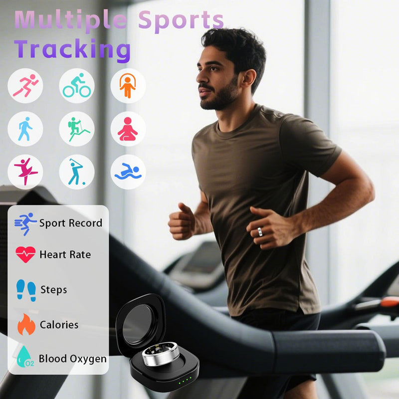 Smart Ring for Women Men, Activity Tracker Ring with Silver 9 | Heart Rate, SpO2, Blood Pressure, Sleep Monitoring, Step & Calorie Counter, No Subscription Fee, iOS & Android Compatible