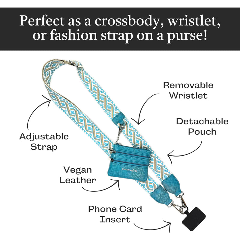 Save the Girls Clip & Go Phone Lanyard with Wallet Pouch, Peacock Blue | Crossbody Cell Phone Lanyard Strap with Zippered Wallet Pouch. Adjustable, Anti-Theft Hands-Free Phone Holder for Women.