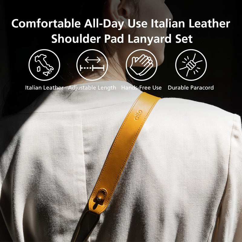 alto Universal Cell Phone Crossbody Lanyard Shoulder Pad Set, Detachable Patch, Adjustable Nylon Strap with Italian Leather Pads for iPhone and Android Full Body Phone Cases (Caramel Brown) Caramel Brown