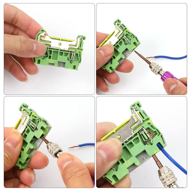 [AUSTRALIA] - Pack of 20 UK/2.5B DIN Rail for Pluggable Quick Wiring, SRJQXH Clamp Block, DIN Rail, with 20 cm DIN Rail and Earth Clamp, Spring Clamped Wire Clamp Not Loose ST-2.5N 