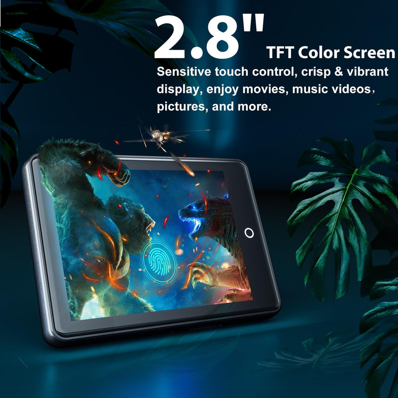 64GB MP3 Player with Bluetooth 5.3, 2.8-inch Touchscreen, Speaker, 18 Soothing Sounds Built-in, Shuffle Repeat Portable Music Player with FM Radio, Voice Recorder, Support 128GB Micro SD Card Black