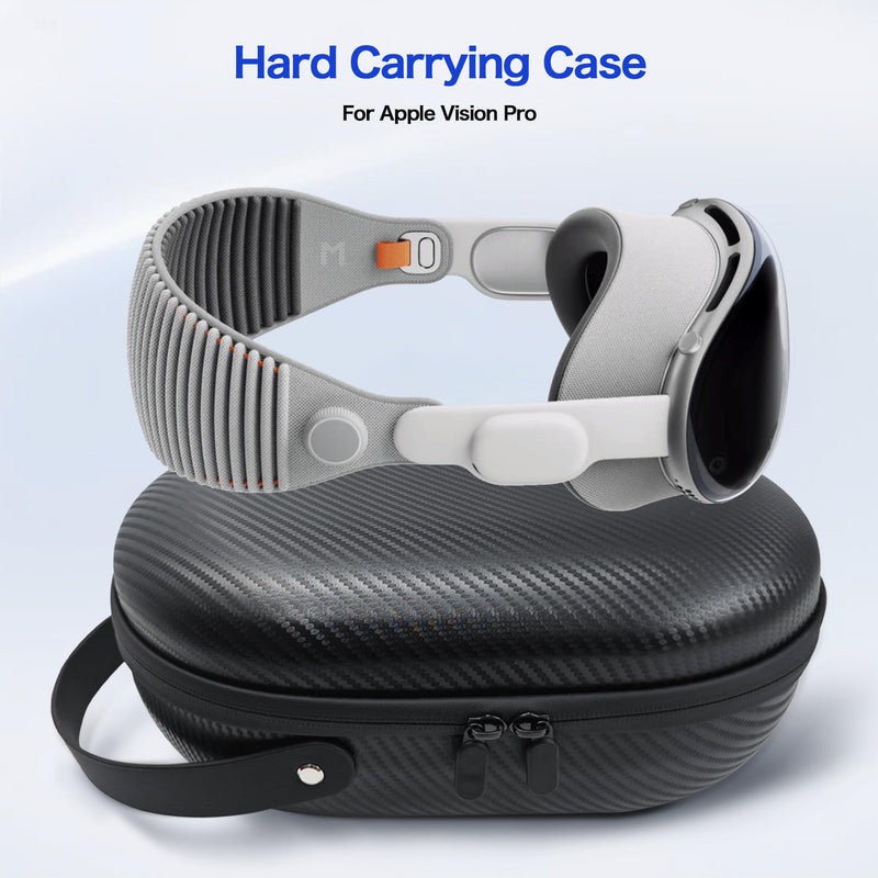 AWINNER Hard Carrying Case Compatible for Apple Vision Pro, Accessories VR Headset with Elite Strap, Ultra-Sleek Design for Travel (Carbon fibre) Carbon fibre