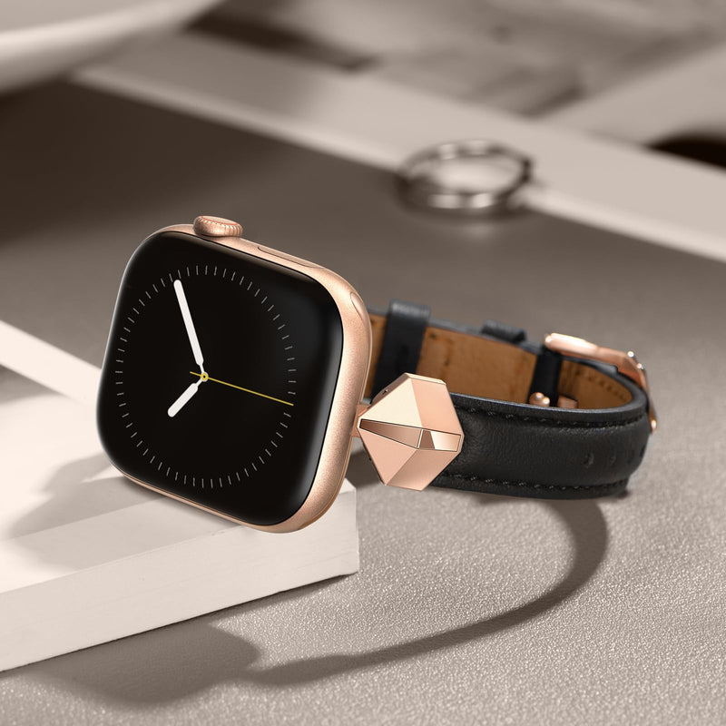 WFEAGL Leather Band Compatible with Apple Watch Bands Women 38mm 40mm 41mm 42mm(Series 11/10),Dressy Slim Grain Genuine Leather band for iWatch SE Series 11/10/9/8/7/6/5/4/3/2/1