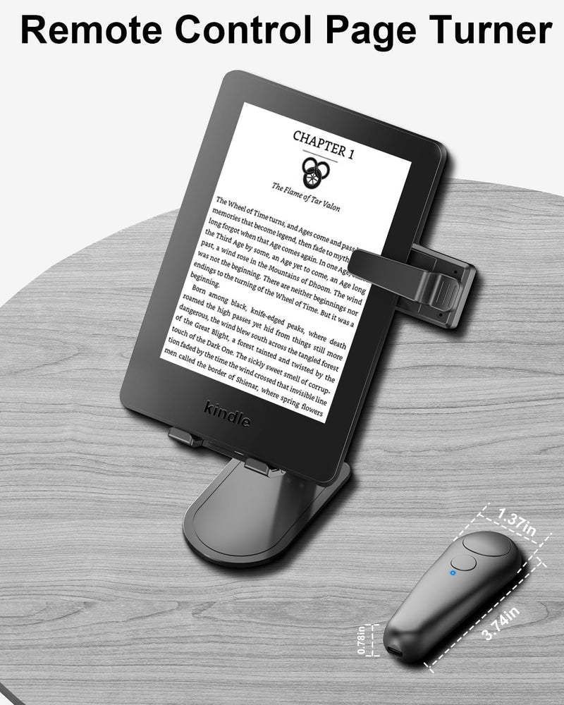 RF Remote Control Page Turner for Kindle Paperwhite Kobo eReaders, Remote Page Turner for Phone iPad iOS Android Tablets Taking Reading Novels Taking Accessories, Black