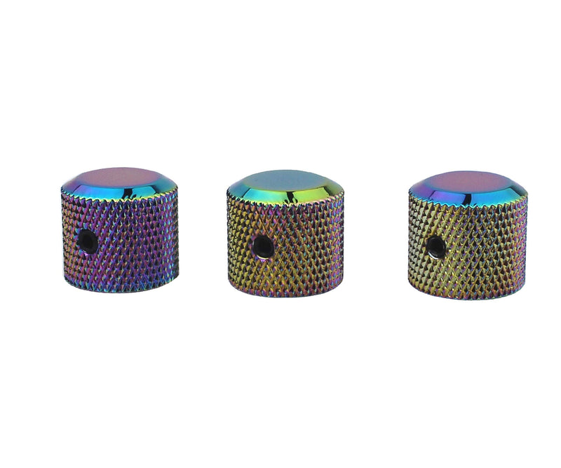 Guyker 3Pcs Potentiometer Control Knobs with 6mm(0.24”) Dia. Shaft Pot - High Grade Knurled Volume Tuning Audio Knob Replacement for Electric Guitar or Precision Bass - CNC Machined(Rainbow Chameleon) Rainbow Chameleon