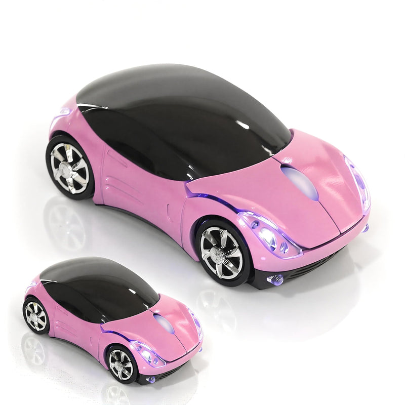 Cute Wireless Mouse 2.4G USB, Portable Mini Car Mouse with Receiver, 1600 DPI Adjustable Silent Click Optical Mice, Ergonomic Computer Mouse for Laptop, PC, Mac, Tablet, Travel & Office (Pink) Pink