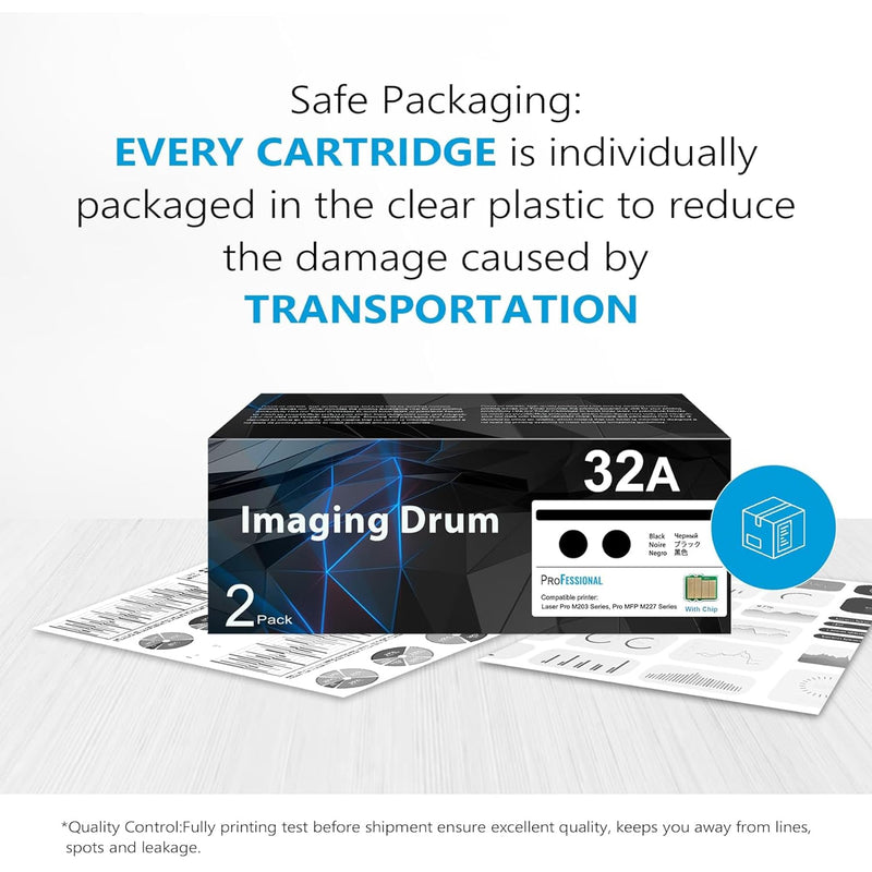 [AUSTRALIA] - 32A Imaging Drum Black Extra High-Yield 2-Pack | 32A CF232A Imaging Drum Replacement for HP 32A Drum Unit CF232A Compatible with Laser Pro M203dn M203dw MFP M227fdn M227sdn M227fdw Printer | CF232A 