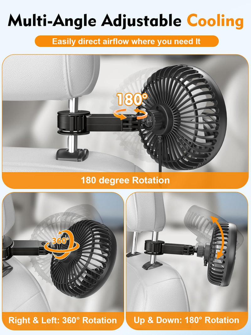 Hayousui Dual Head Car Fan and USB Car Fans for Backseat