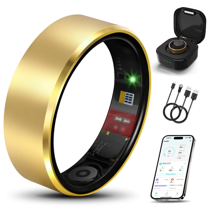 Smart Ring 2.0 for Men Women, Sleep & Fitness Tracker, Pale Gold 8 | Lightweight Waterproof Slim Scratch Resistant, Advanced Chip, Sleep, Stress & Daily Activity Monitor, No Subscription Fees