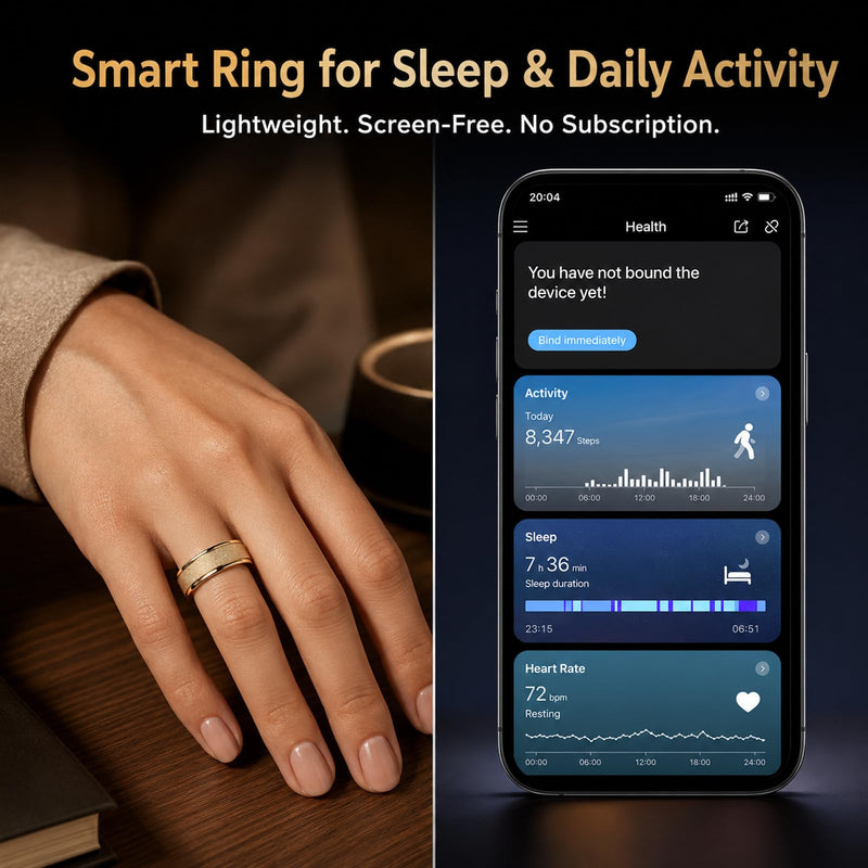 Smart Ring for Women Men Fitness Ring with Sleep Tracking Heart Rate Trends | Step Counter 5ATM Waterproof Activity Tracker Ring 5-7 Days Battery for Android iOS Silvery 11#