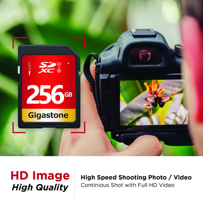Gigastone 256GB SD Card UHS-I U1 Class 10 SDXC Memory Card High Speed Full HD Video Canon Nikon Sony Pentax Kodak Olympus Panasonic Digital Camera, with 1 Mini case SD 256GB U1 1-Pack
