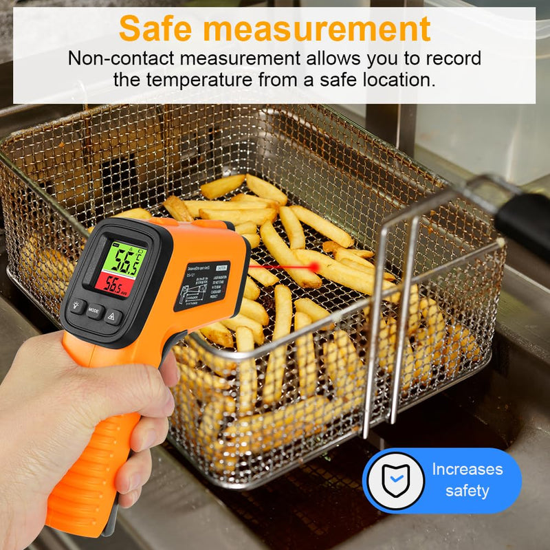 HOTUT Infrared Thermometer, Digital Laser Temperature Gun -58°F~1022°F (-50°C ~ 550°C), Non-Contact Laser Temperature Meter with Meat Thermometer, for Cooking/Barbecue/Industry, Not for Humans infrared thermometer + meat thermometer