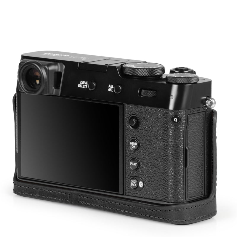MegaGear Ever Ready Genuine Leather Half Camera Case Compatible with Fujifilm X100VI - Black