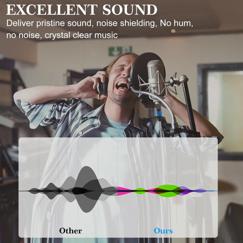 6.6 ft XLR Cables - 6 Pack DMX Balanced 3 PIN XLR Microphone Cable for Studio & Stage 6.6 Feet - 6 Pack