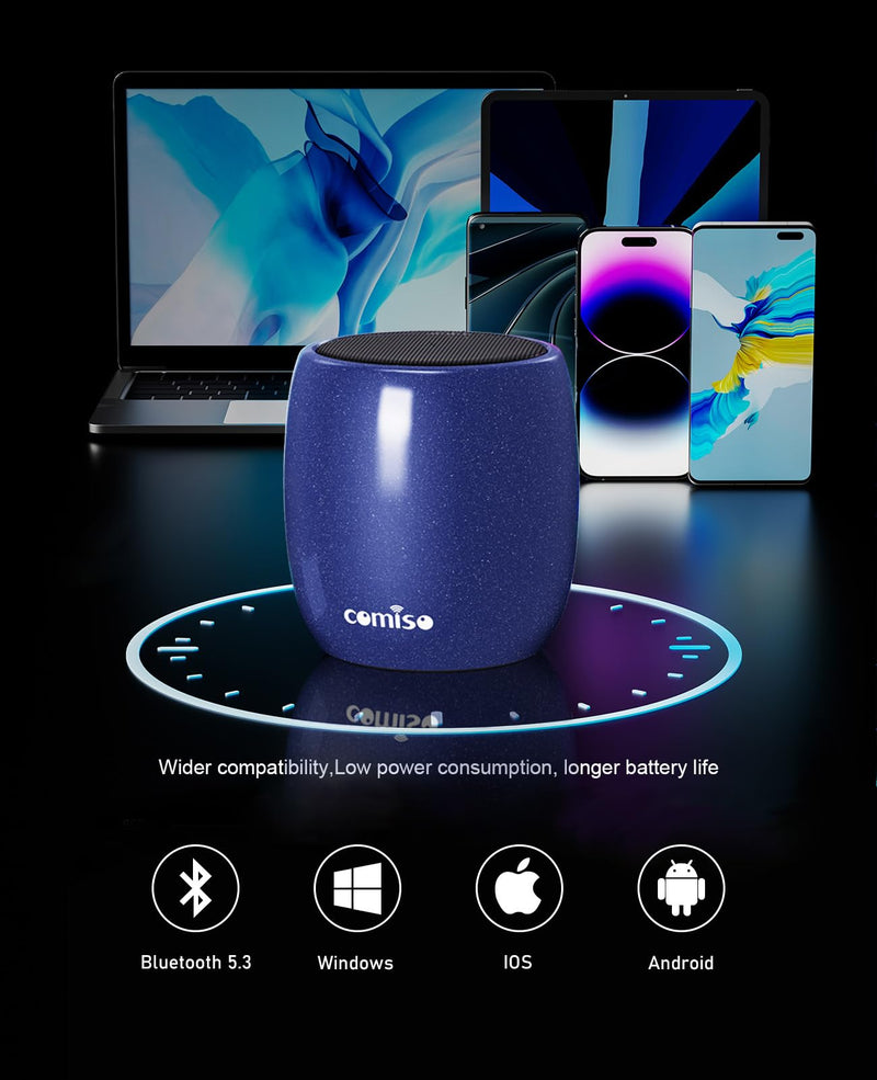 Small Speaker, Bluetooth Speaker with 360°HD Stereo Sound and Robust Bass, Mini Speaker with Built-in Mic, Hands-Free Call, Portable Speaker for Hiking, Biking, Car, or Trip, Ideal Gift for Men, Women Navy blue