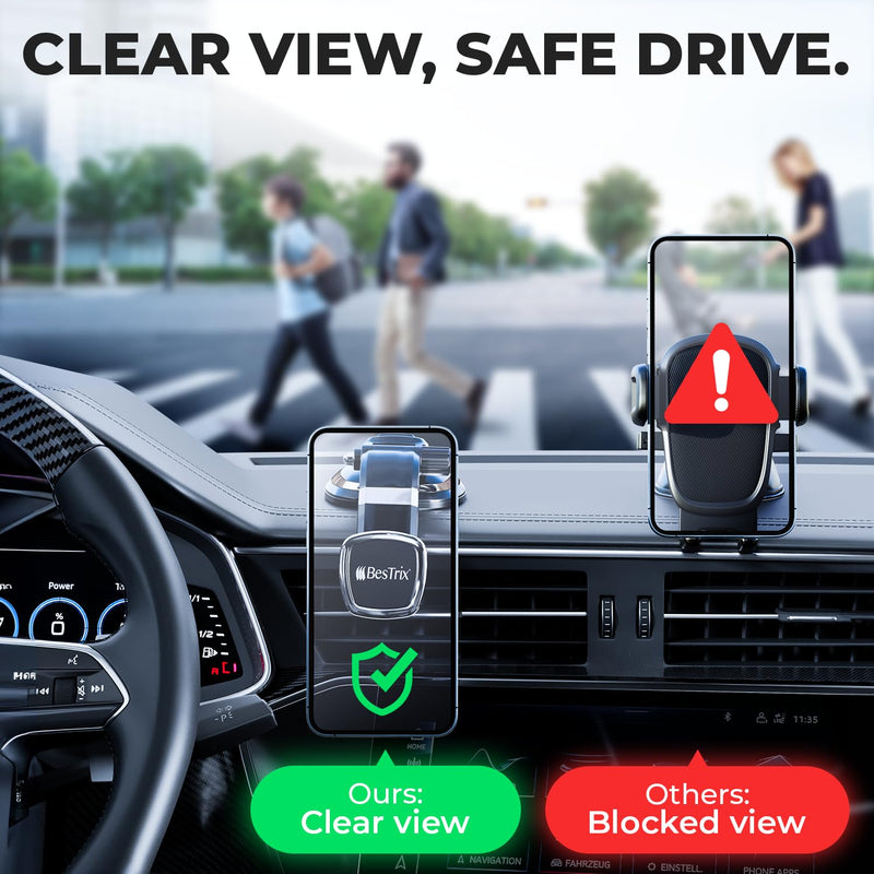 BESTRIX Phone Holder for Car, Magnetic Car Phone Mount | Dashboard Car Phone Holder Compatible with iPhone 15, 14,13,12,11Pro,Xr,XS Pro MAX Galaxy S24 23 22 21 20 Ultra Note S8 S9 S10 & All Smartphone Black