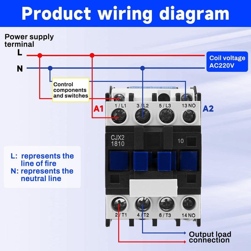 Buyweek AC Contactor 3P Motor Contactor CJX2-1810, AC Contactor 220 V, 50/60 Hz, Air Switch, Industrial Protection Against Leaks, Special Thickened Silver Point