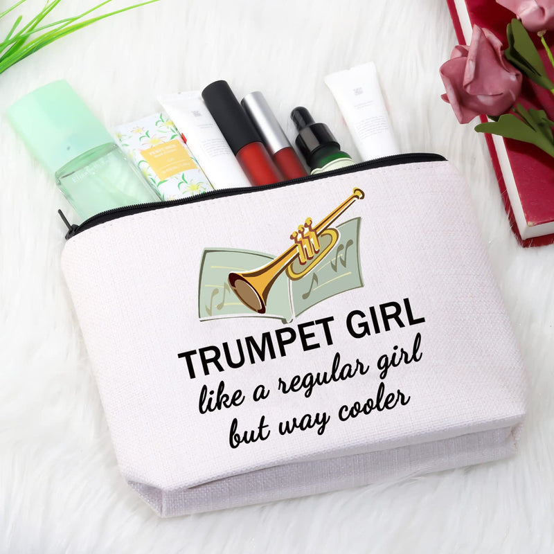 GJTIM Trumpeter Gift Trumpet Player Gift Brass Band Trumpeter Cosmetic Bag Zipper Pouch Beige