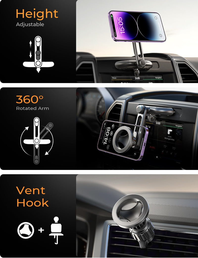 LISEN for MagSafe CD Phone Holder for Car Mount [Angle Adjustable] Magnetic Phone Holder for iPhone Magsafe Car Mount CD Slot Hands Free CD Player Phone Mount for iPhone 15 Pro Max Plus Galaxy Kits