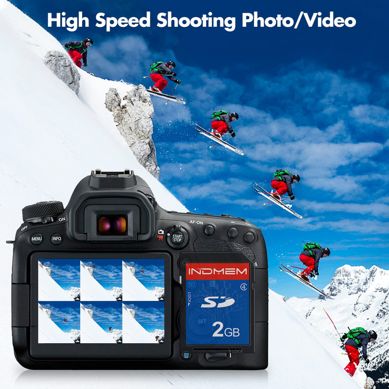 INDMEM 2 Pack SD Card 2GB Class 4 Flash Memory Card 2G SLC Stanard Secure Digital Cards (2PC) 2PC