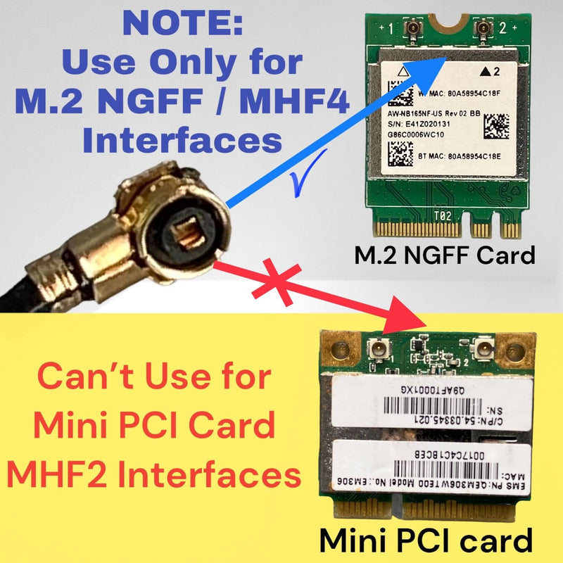 2-Pack Dual Band Antenna WiFi 2.4GHz 5GHz 5.8GHz 8dBi RP-SMA Male,U.FL IPEX MHF4 to RP SMA Female Extension Cable for M.2 NGFF Intel Wireless Network Card WiFi Adapter Laptop-Wireless Network Card 6e