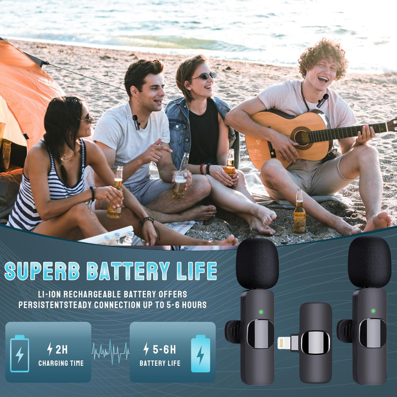 [AUSTRALIA] - Wireless Microphone for iPhone, Dual Professional Wireless Lavalier Microphone for iPhone iPad, Plug-Play Wireless Mic for Recording,Live Stream,YouTube,Facebook,TikTok,Vlog 