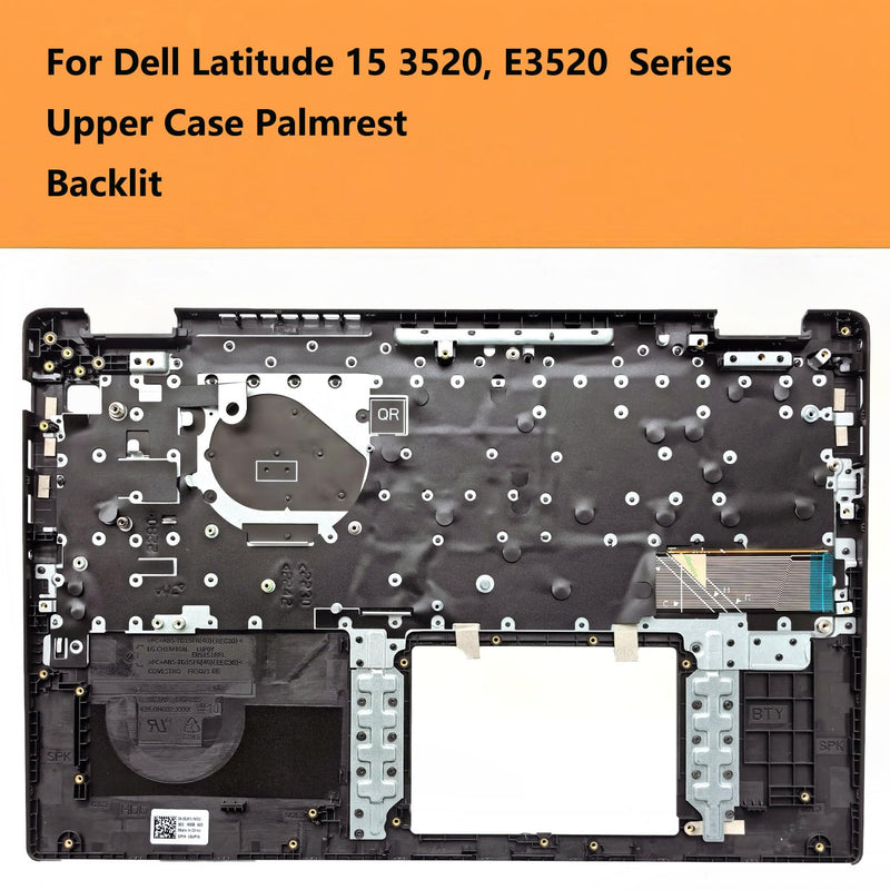 Replacement Upper Case Palmrest for Dell Latitude 15 3520, E3520 Black Backlit