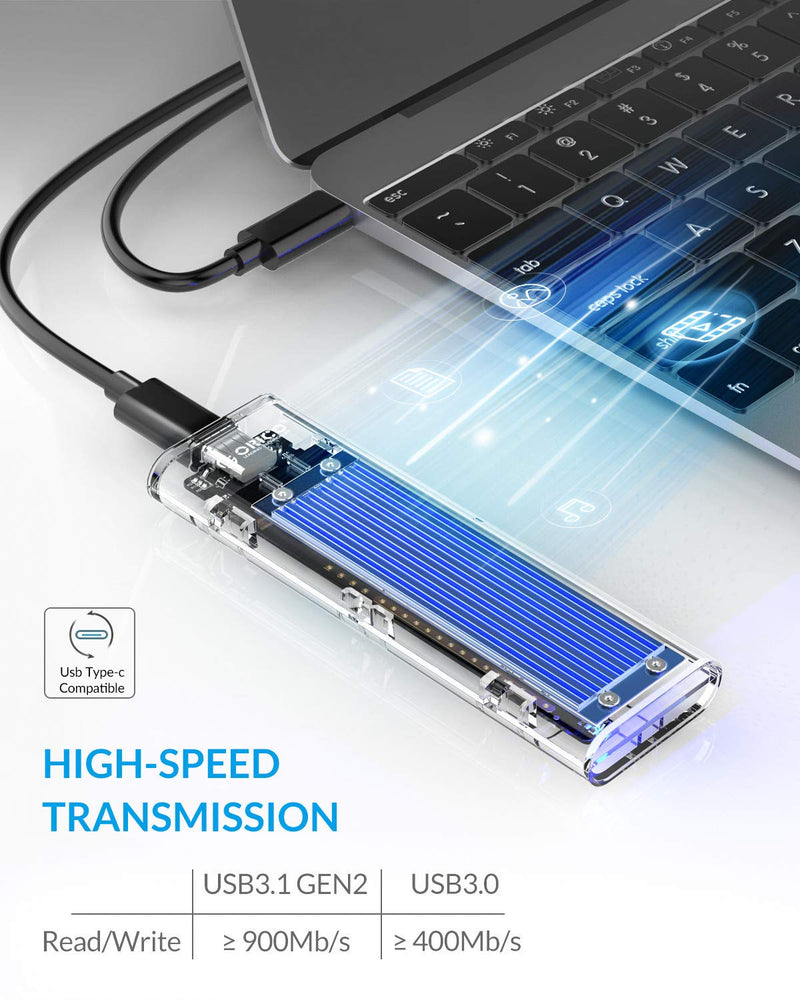 ORICO M.2 NVMe SATA SSD Enclosure Adapter Tool-Free, USB C 3.2 Gen 2 10Gbps NVME, 5Gbps NGFF SATA PCIe M-Key(B+M Key) 2230/2242/2260/2280, Aluminum External M2 Reader Support UASP Trim