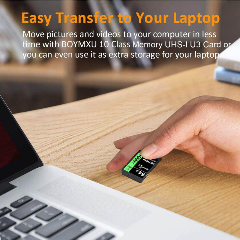 64GB Memory Card, BOYMXU Professional 1000 x Class 10 UHS-I U3 Memory Card Compatible Computer Cameras and Camcorders, Memory Card Up to 95MB/s, Green/Black 64GB GREEN