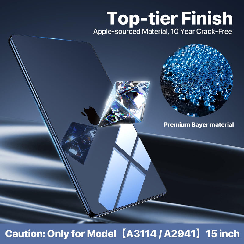[AUSTRALIA] - for MacBook Air 15 inch Case M3 M2 2024 2023 [Exclusive Midnight, Dazzle Boldly] [Outshine Bare Beauty] Hard Shell Protective Cover for Laptop Model A3114 A2941 - Crystal Midnight 