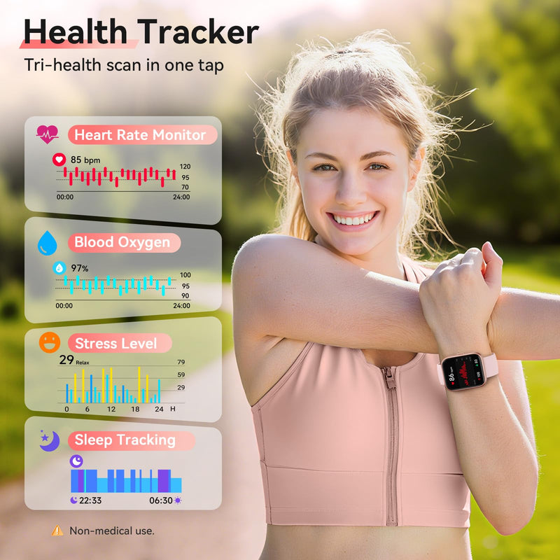 Smart Watches for Women, 1.85" HD Alexa Smart Watch for Android Phones & iPhones with Calls/Messages/Reminders, 3ATM 120+ Sport Modes Fitness Tracker Watch for Women with Heart Rate/Sleep/SpO2 Monitor Pink