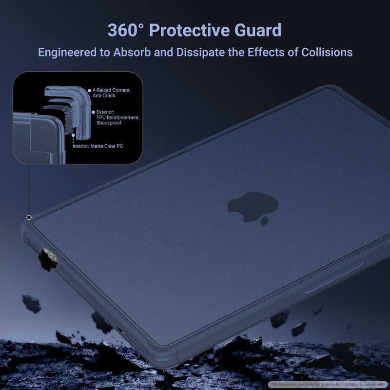 MOSISO Compatible with MacBook Neo Case 13 inch 2026 A3404 A18 Pro Chip | Anti-Cracking Cover Matte Finish Seamlessly Closes Protective Hard Shell Case Cover with TPU Bumper, Indigo
