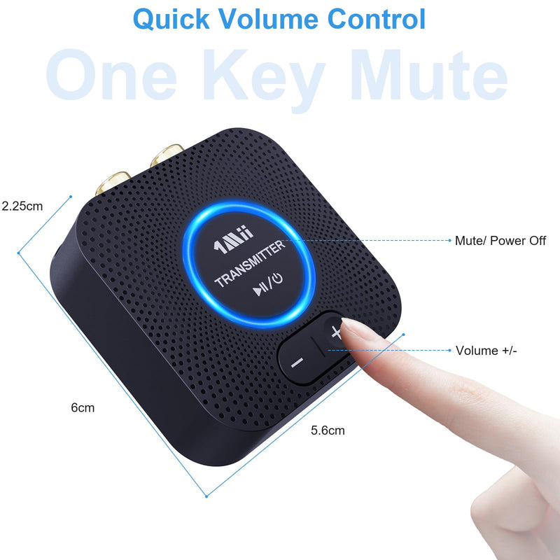 1Mii 2.4GHz Wireless Audio Transmitter Receiver Set for TV, 260Ft/80M Long Range 25ms Low Latency with AUX RCA in/Out,Wireless Audio Adapter for TV PC Powered Speaker Amplifier Soundbar