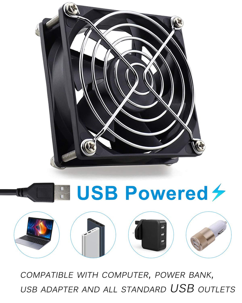 GDSTIME Dual 80mm USB Fan 80mm x 25mm 5V for Receiver DVR Playstation Xbox Computer Cabinet Cooling 80x80x25mm