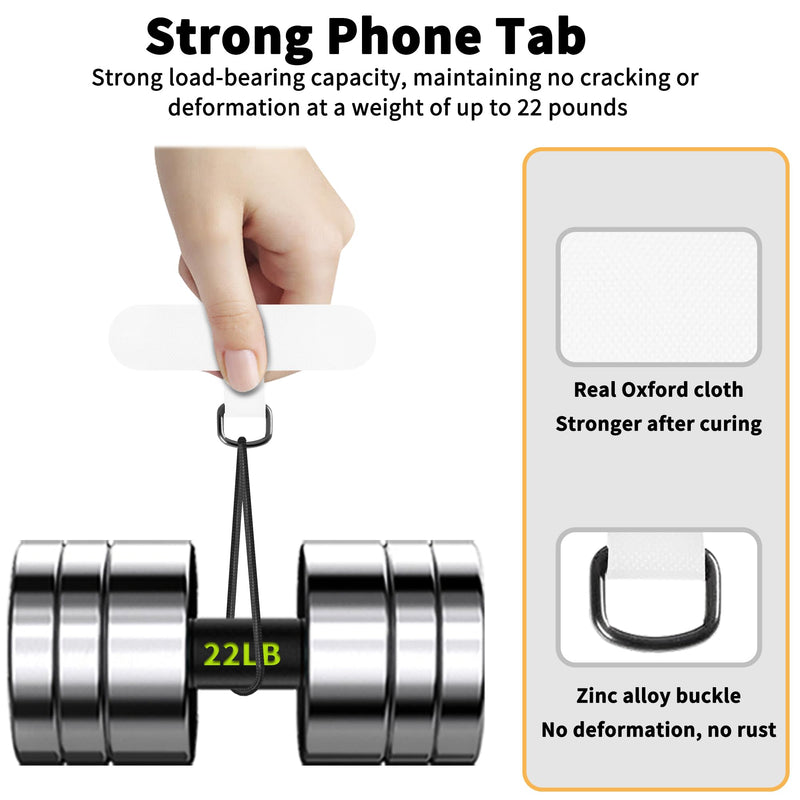Phone Tether Tab for iPhone, Cell Phone Lanyard Patch, Phone Strap Replacement Part for All Full Phone Cases (White) White