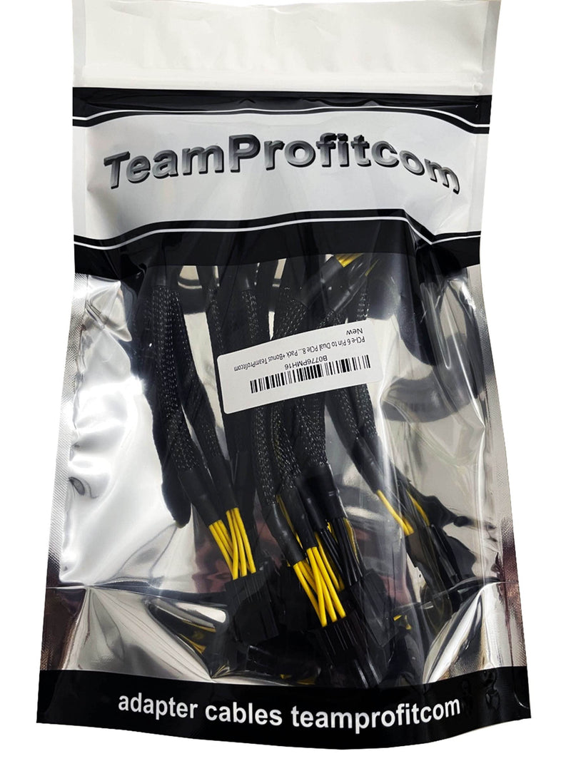 PCI-e 6 Pin to Dual PCIe 8(6+2) Pin Graphics Card PCI Express Power Adapter GPU VGA Y-Splitter Extension Cable Mining Video Card Sleeved Power Splitter 9 inches 18 AWG 6 Pack + Bonus TeamProfitcom