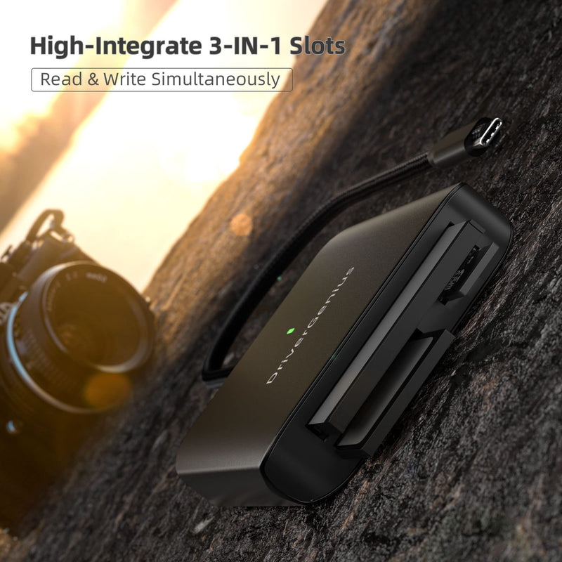 DriverGenius HB081 | 3-in-1 CFast 2.0 Reader USB-C UHS-II 4.0 SD/microSD Card Reader