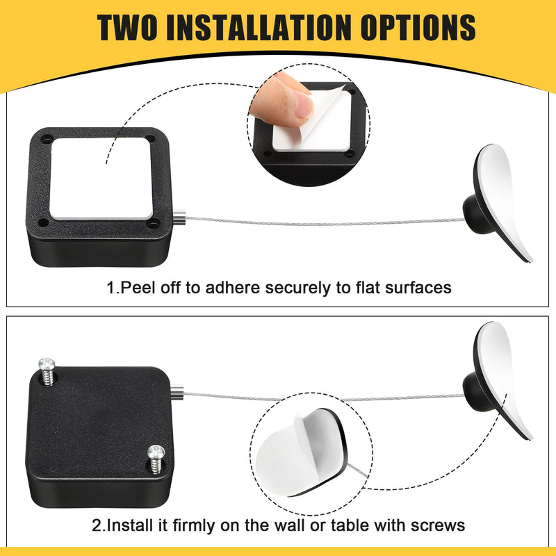 4 Pcs 6.5 ft Retractable Cable Lock with Double Sided Adhesive and Screws Remote Control Security Lock Anti Lost Rope Hardware Cable Lock Security Lanyard Lock for TV Tablets Showroom