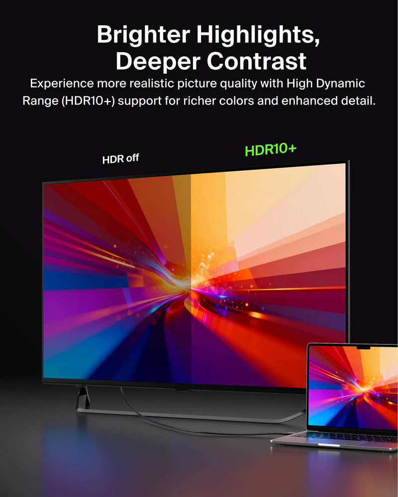 Belkin USB-C to HDMI Cable, 6.6ft | Connects USB-C laptop to HDMI TV or monitor, supports 4K video, compatible with MacBook, Chromebook, and PC