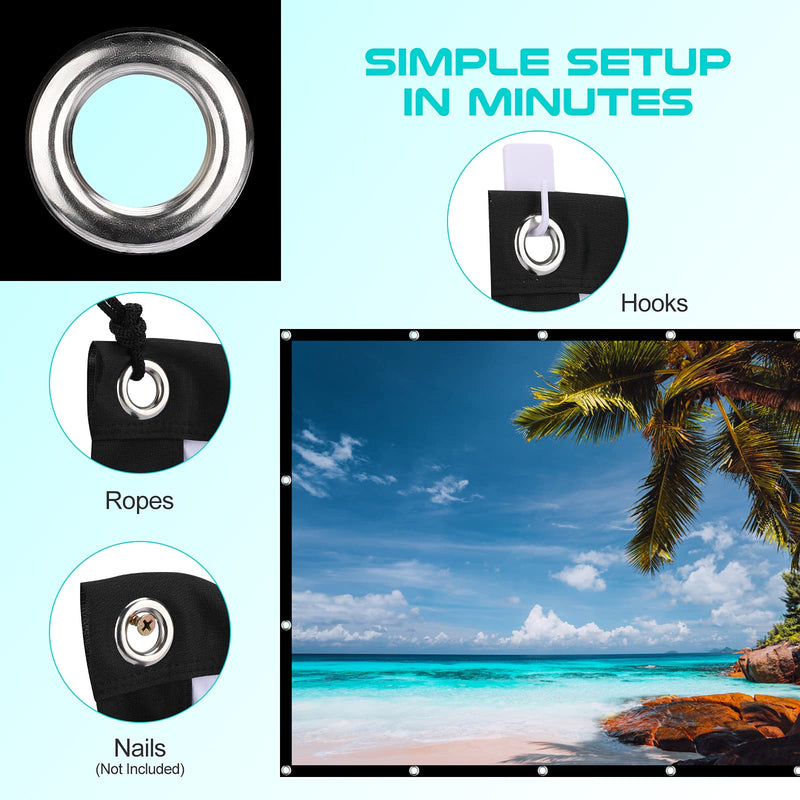 [AUSTRALIA] - AAJK Projection Screen 100 inch, Washable Projector Screen 16:9 Foldable Anti-Crease Portable Projector Movies Screen for Home Theater Outdoor Indoor Support Double Sided Projection 100' 
