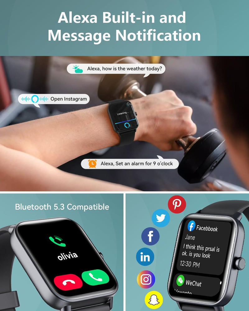 Quican Smart Watches for Women/Men with Extra Dark Purple Silicone Watch Band Replacement