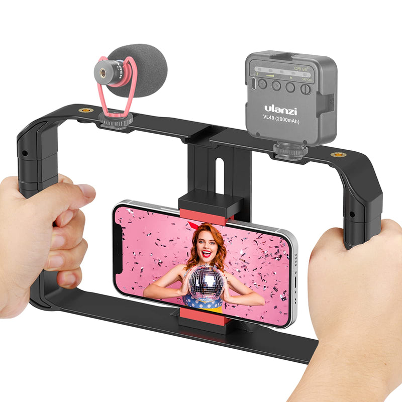 ULANZI U Rig Pro Smartphone Video Rig, Filmmaking Vlogging Case, Phone Video Stabilizer Grip Tripod Mount for Videomaker Film-Maker Video-grapher with Cold Shoe Mount for iPhone Samsung and More Black