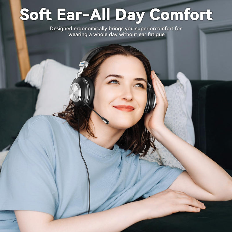 [AUSTRALIA] - Wantek Headset wtih Mic, USB Headset with Microphone for PC, Computer Headset with Noise Canceling Microphone with Mute for Work Home Office Online Skype Zoom Meetings 