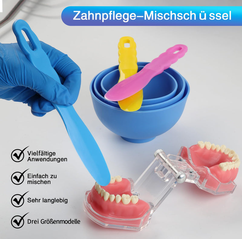 Dental Optispatel Material Mixing Bowl with 3 x Coloured Spatulas / Plastic Spatulas for Alginate Impressions and Plaster Materials (6 Pieces)