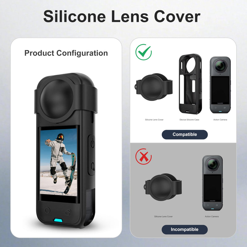 [AUSTRALIA] - FitStill Protection Accessories Kit Only for Insta 360 X5 Optical 2PCS Tempered Glass Screen Protector+Rubber Lens Cap+Silicone Rubber Protective Case+Silicone Support Base Mount Insta 360x5 Accessory 