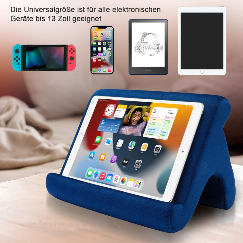 Tablet Pillow Stand Holder Dock for Bed with 3 Viewing Angles , Compatible with all tablets ,Phones and iPad Pro 9.7, 10.5,12.9 Air Mini 4 3, Kindle, E-Reader and books(Navy) Navy
