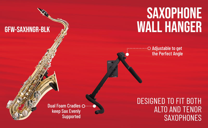 [AUSTRALIA] - Gator Frameworks Wall Hanger for Alto / Tenor Saxophone; (GFW-SAXHNGR-BLK) 